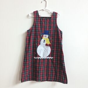Kelly kids Dress Girls 5T Red Plaid Snowman Christmas Boutique